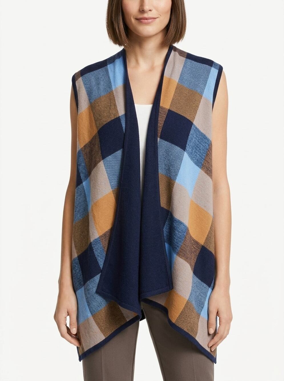 Ann Taylor Plaid Check Front Cape Wrap Poncho Sweater Women Size One Size